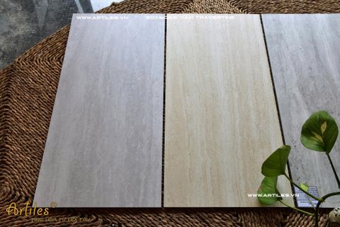  Gạch vân đá Travertine 30x60cm màu xám trắng 