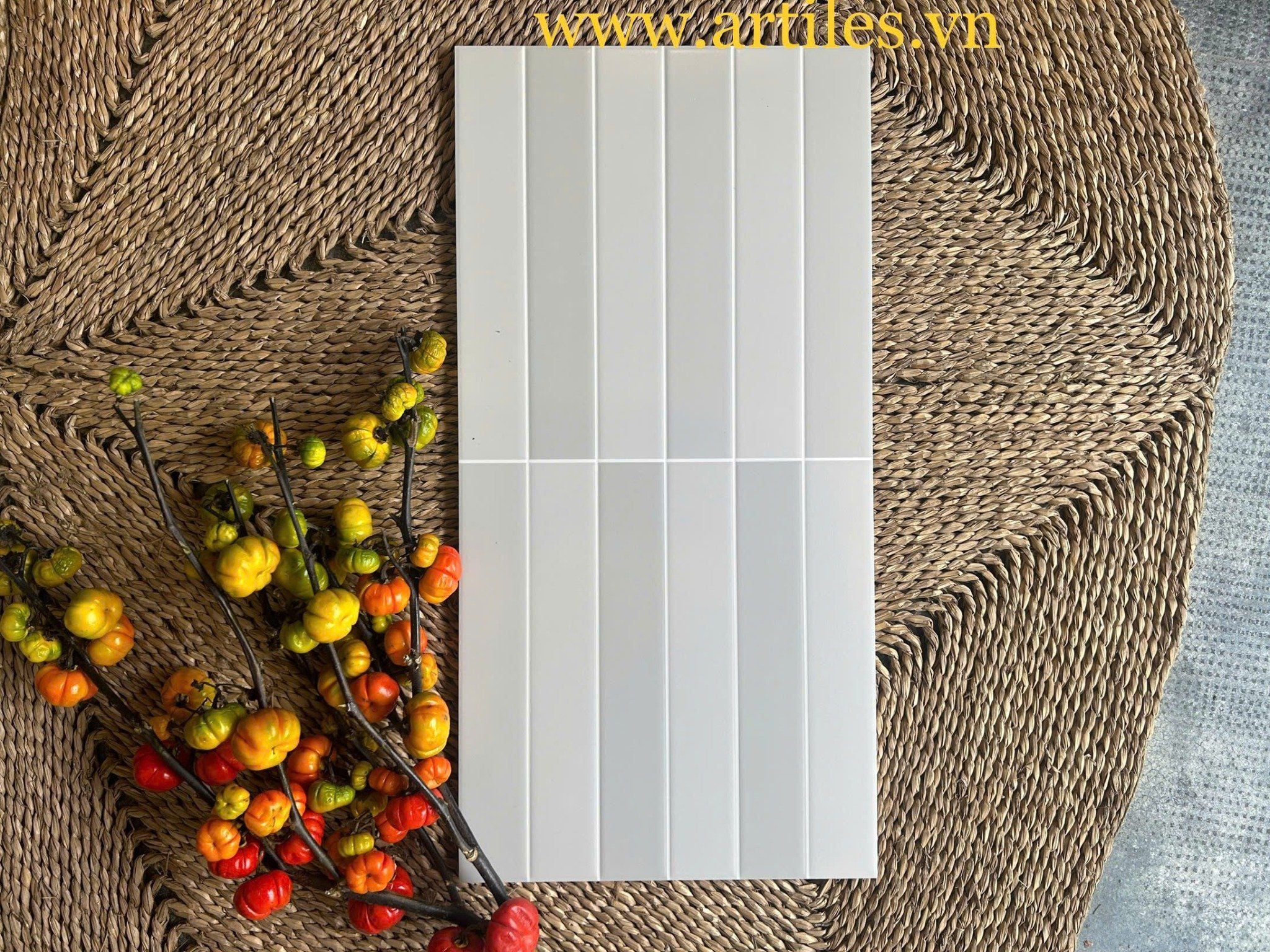 Gạch trang trí giả gạch thẻ mix màu xám trắng