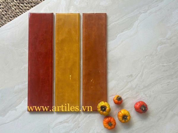 Gạch thẻ màu cam đỏ bóng lượn ArtP9