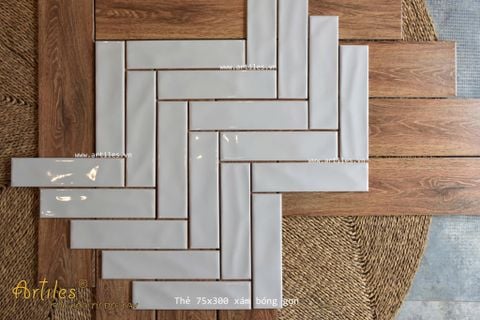  Gạch thẻ ốp tường màu ghi xám 