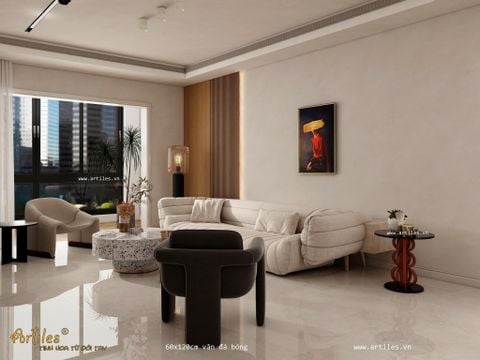  Gạch ốp lát 60x120cm vân đá màu kem beige ArtP-H07 