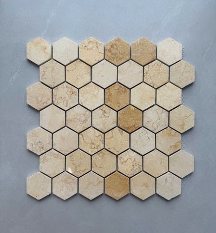  Mosaic đá hình lục giác kem vàng 
