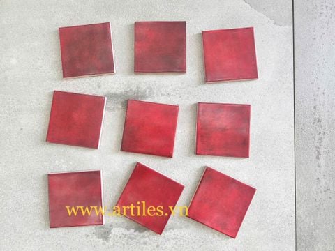  Gạch thẻ màu đỏ men mờ gợn sóng 100x100mm Art04M 
