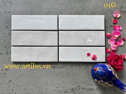  Gạch thẻ màu kem beige bóng gợn sóng Art01G 