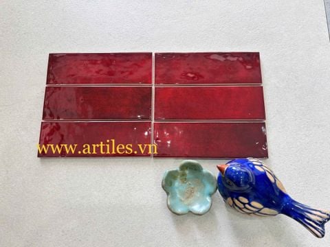  Gạch thẻ màu đỏ bóng gợn sóng Art04G 