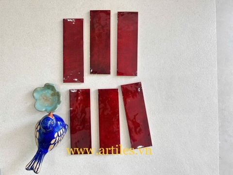  Gạch thẻ màu đỏ bóng gợn sóng Art04G 
