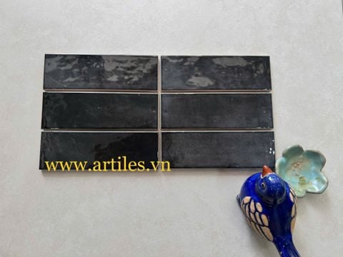  Gạch thẻ màu đen bóng gợn sóng Art07G 
