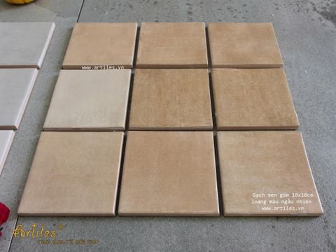  Gạch thẻ màu nâu vàng men mờ gợn sóng 100x100mm Art03M 
