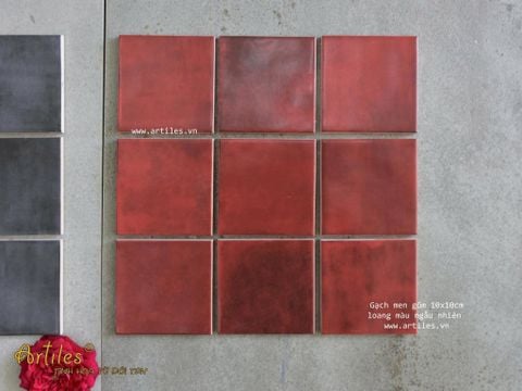  Gạch thẻ màu đỏ men mờ gợn sóng 100x100mm Art04M 