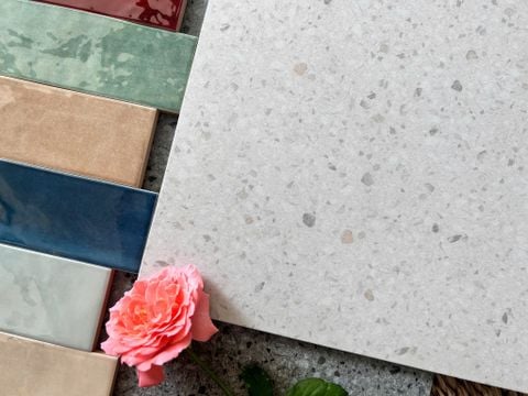  Gạch đá mài terrazzo hạt đá kem Art360068 