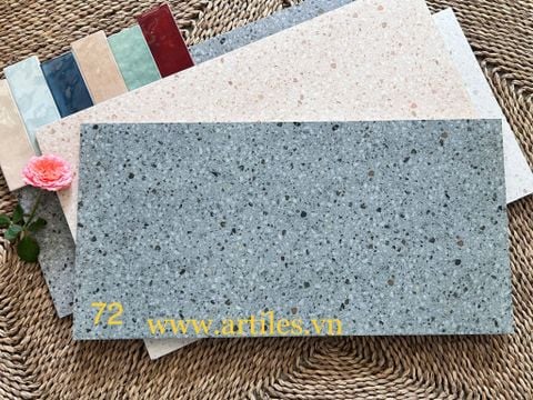  Gạch đá mài terrazzo hạt đá màu đen Art360072 
