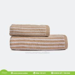 Khăn Cotton cao cấp - Họa tiết Sọc nâu