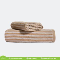 Khăn Cotton cao cấp - Họa tiết Sọc nâu