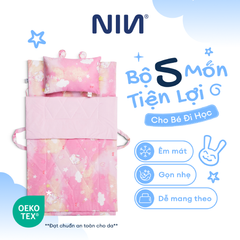 NM8044 - Bộ 5 món gấp gọn tiện lợi cho bé đi học Cooling Fabric cao cấp