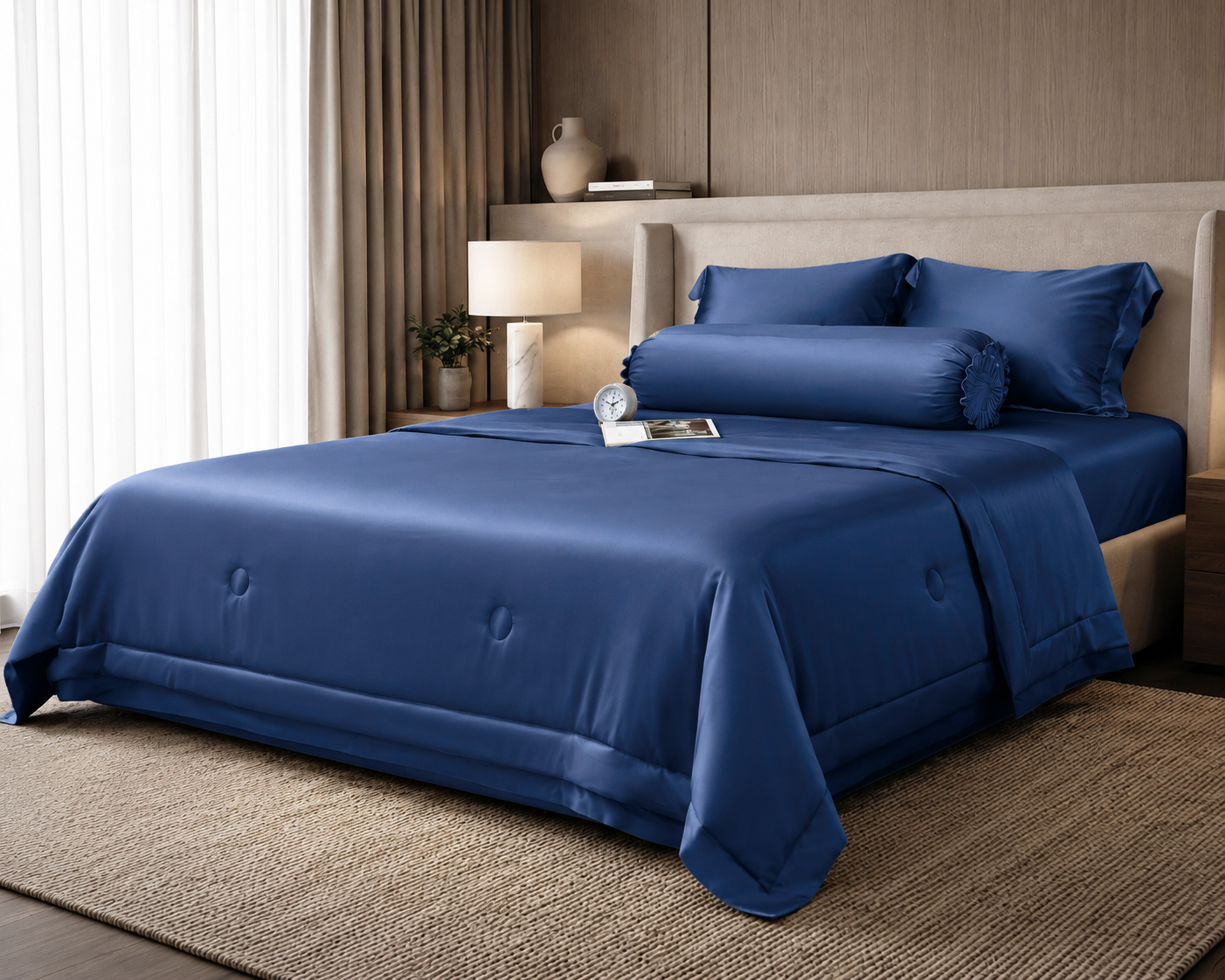 Bộ chăn ga gối Tencel NIN Florence Deep Blue