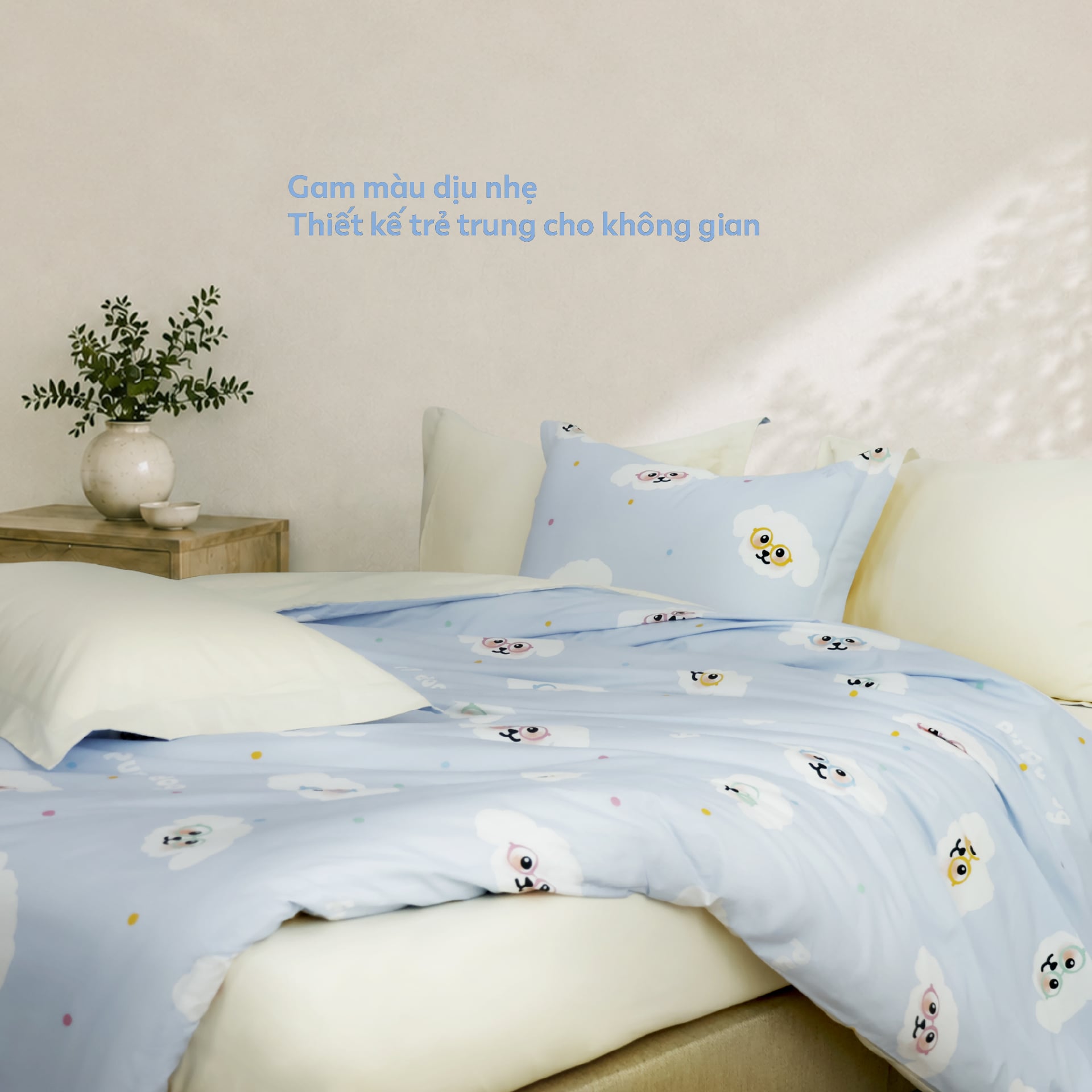 N190082 - Bộ chăn ga gối 100% cotton sateen NIN Collins N190082