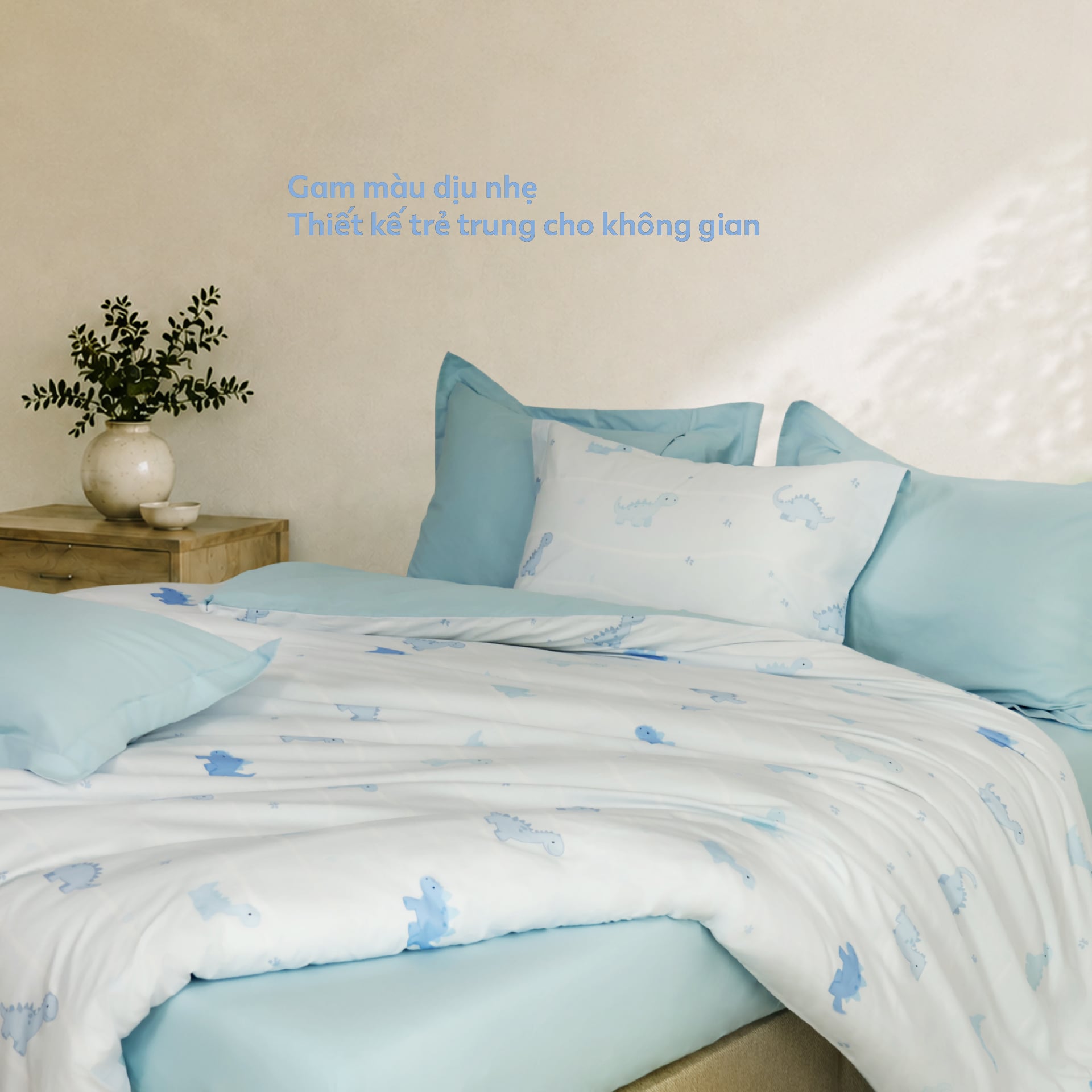 N190084 - Bộ chăn ga gối 100% cotton sateen NIN Collins N190084