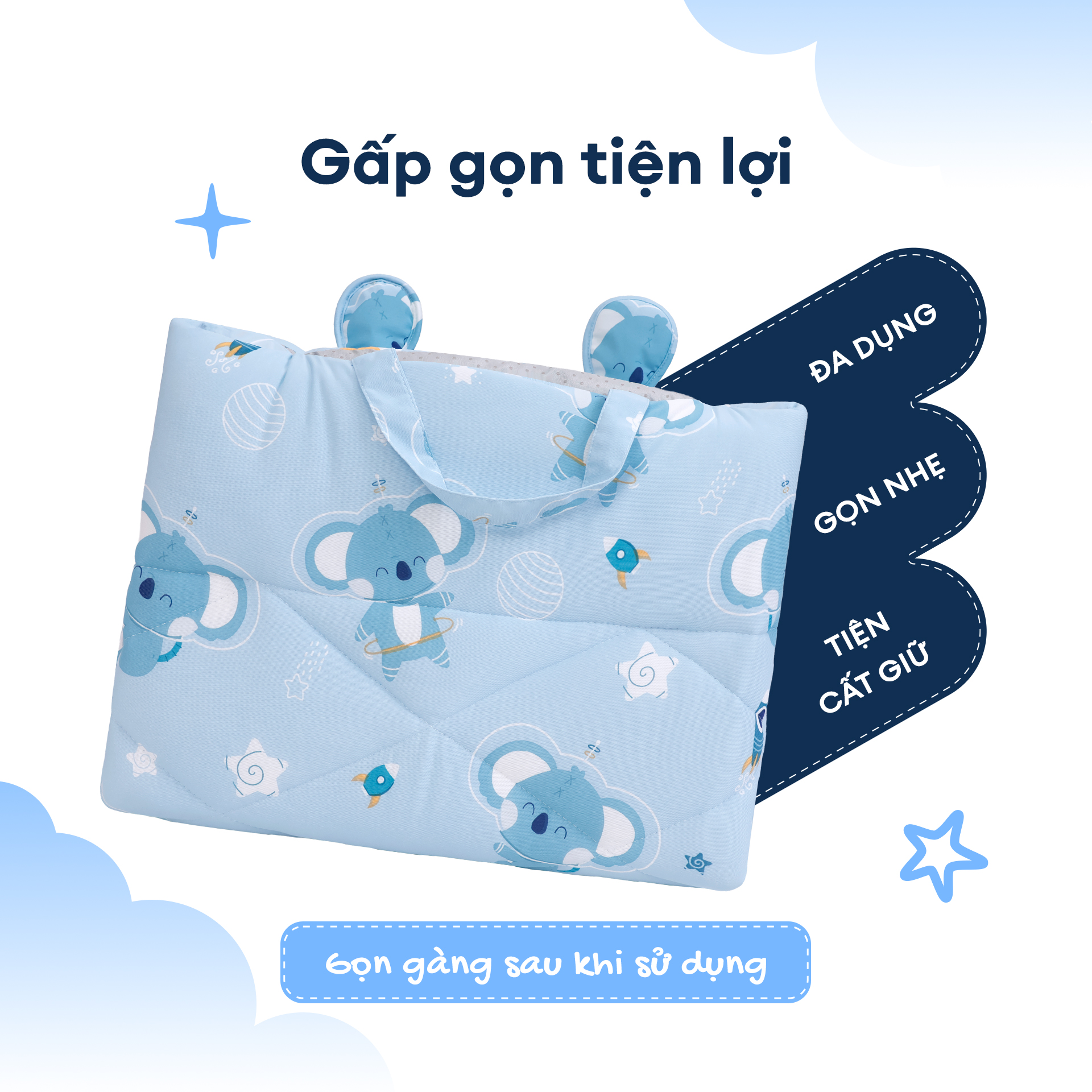 NM8042 - Bộ 5 món gấp gọn tiện lợi cho bé đi học Cooling Fabric cao cấp