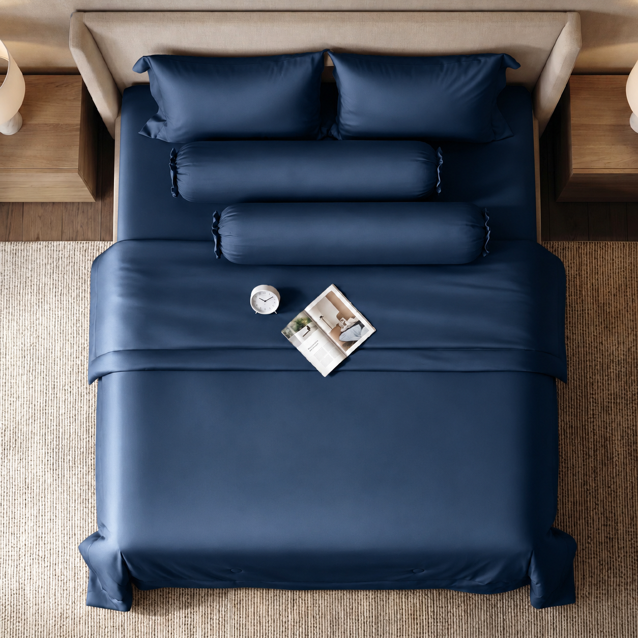 Bộ chăn ga gối Tencel NIN Florence Deep Blue