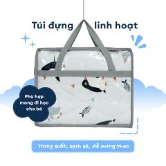 N190085 - Bộ 5 món gấp gọn tiện lợi cho bé đi học Cotton sateen cao cấp