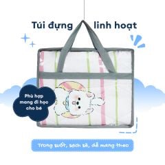 N190081 - Bộ 5 món gấp gọn tiện lợi cho bé đi học Cotton sateen cao cấp