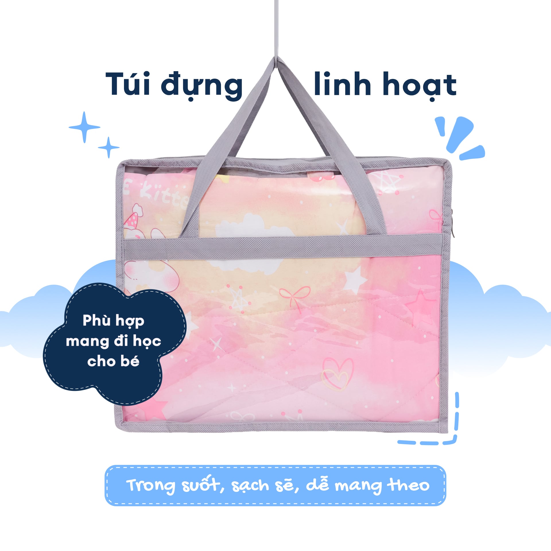 NM8044 - Bộ 5 món gấp gọn tiện lợi cho bé đi học Cooling Fabric cao cấp