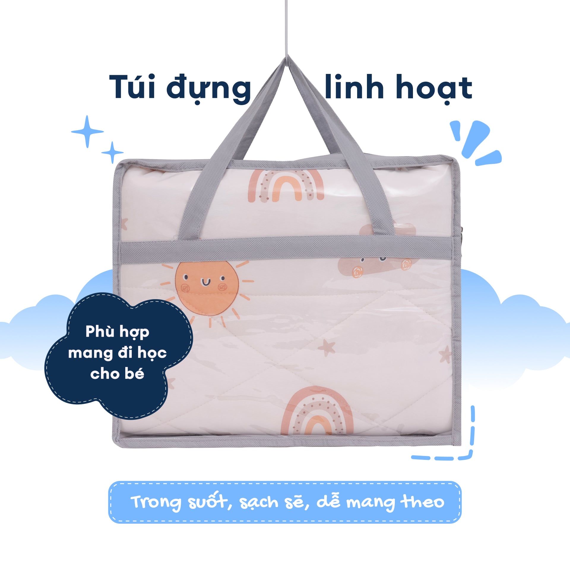 NM8041 - Bộ 5 món gấp gọn tiện lợi cho bé đi học Cooling Fabric cao cấp