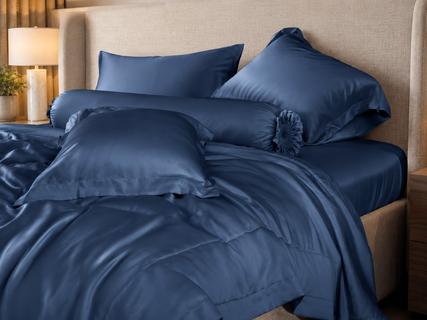 Bộ chăn ga gối Tencel NIN Florence Deep Blue