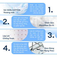 N190085 - Bộ 5 món gấp gọn tiện lợi cho bé đi học Cotton sateen cao cấp