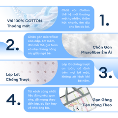 N190081 - Bộ 5 món gấp gọn tiện lợi cho bé đi học Cotton sateen cao cấp