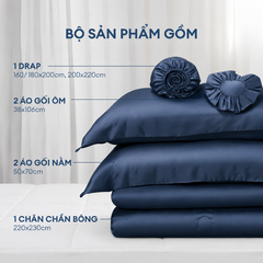 Bộ chăn ga gối Tencel NIN Florence Deep Blue