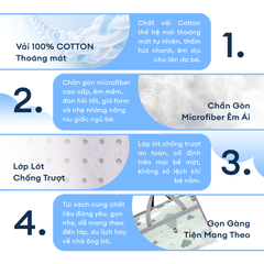 N190083 - Bộ 5 món gấp gọn tiện lợi cho bé đi học Cotton sateen cao cấp