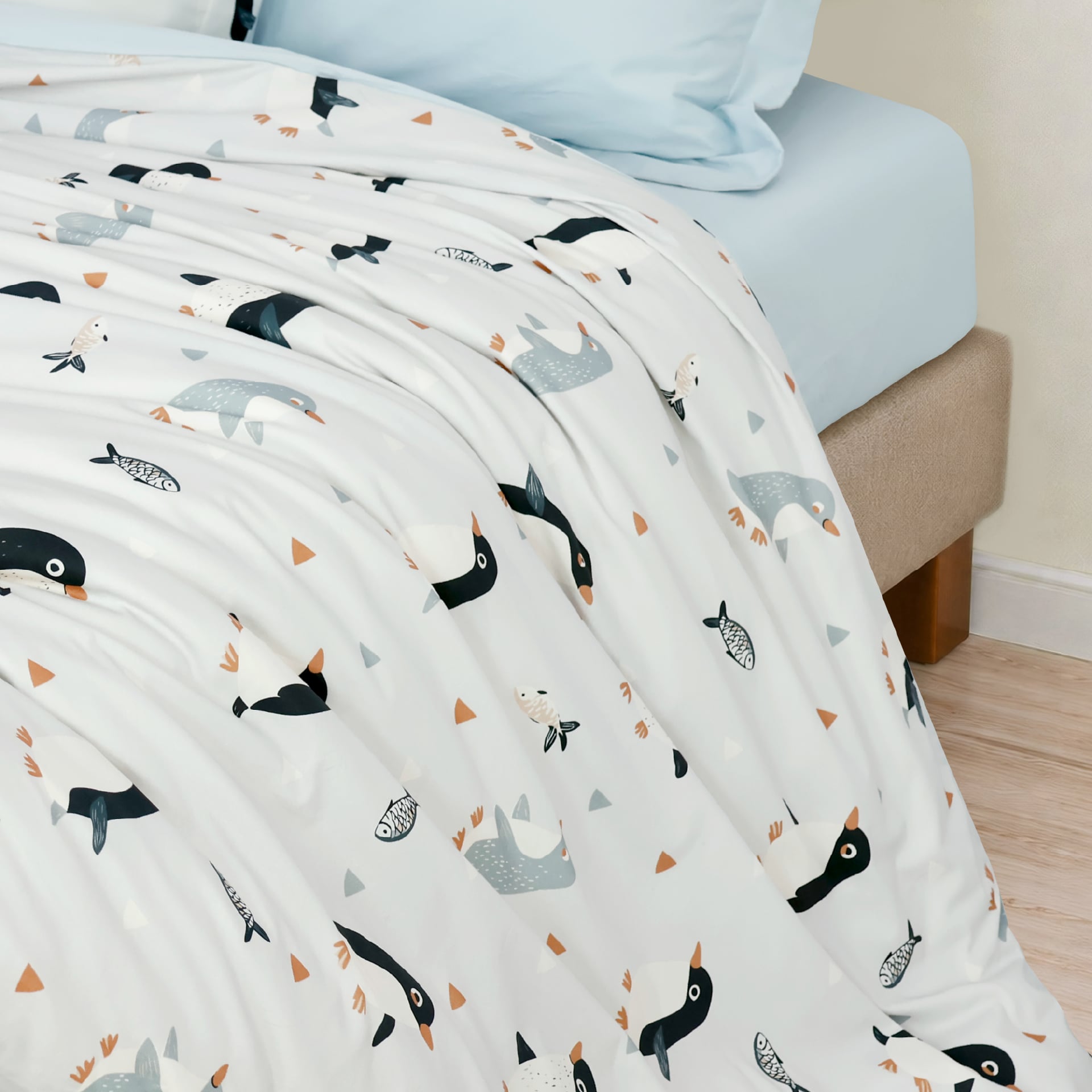 N190085 - Bộ chăn ga gối 100% cotton sateen NIN Collins N190085