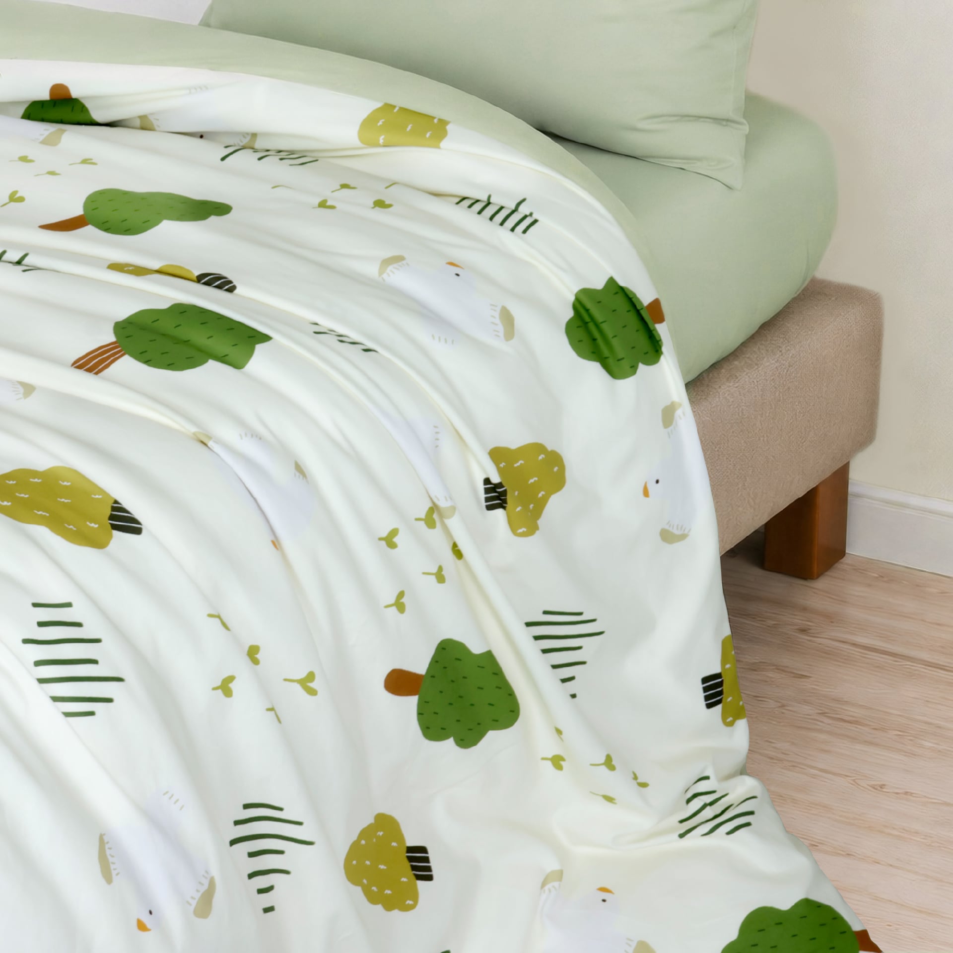 N190080 - Bộ chăn ga gối 100% cotton sateen NIN Collins N190080