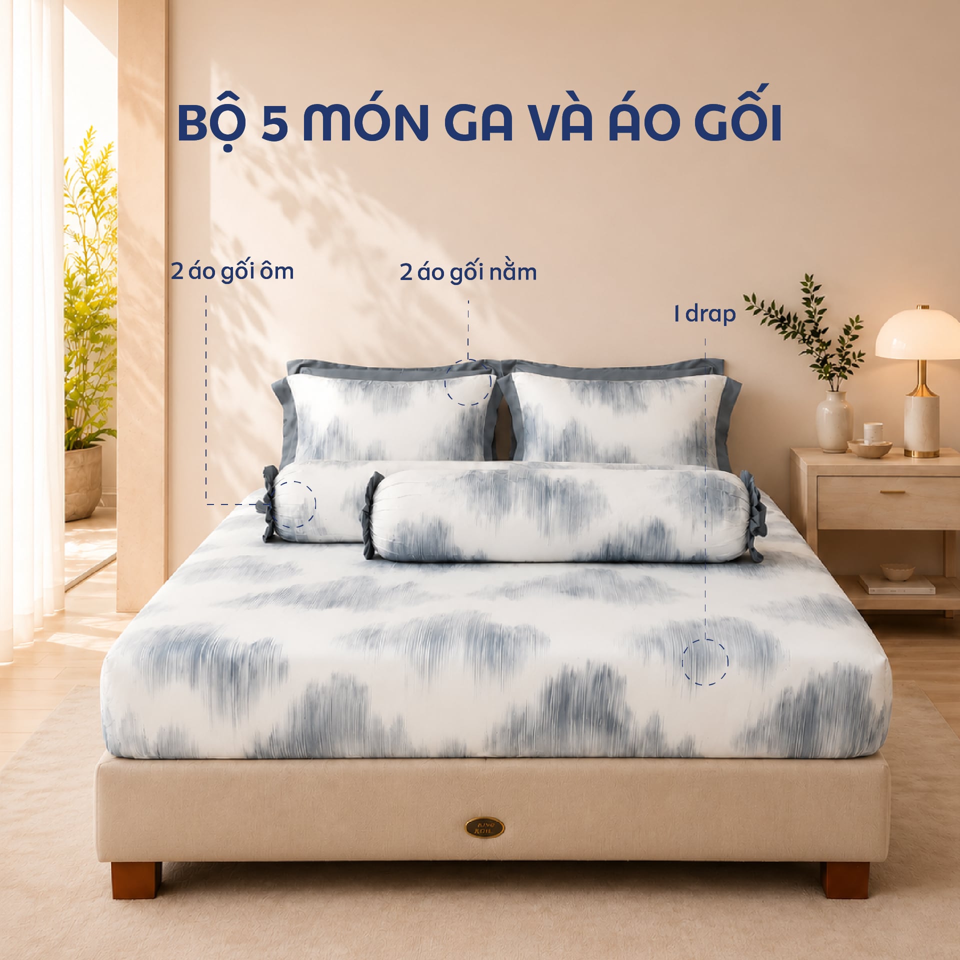 NP8919 - Bộ chăn ga gối Tencel NIN Pristine NP8919