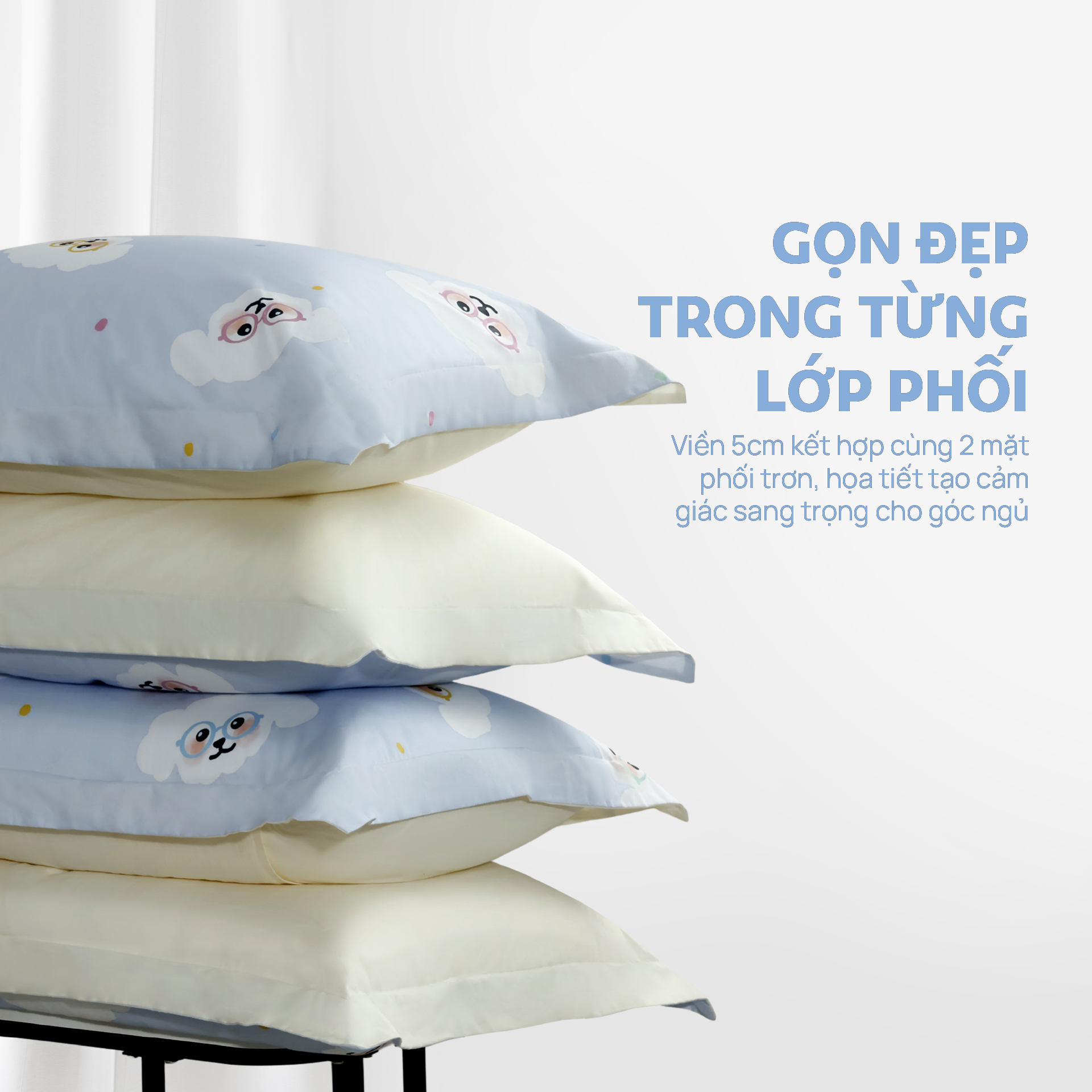 N190082 - Bộ chăn ga gối 100% cotton sateen NIN Collins N190082