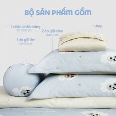 N190082 - Bộ chăn ga gối 100% cotton sateen NIN Collins N190082