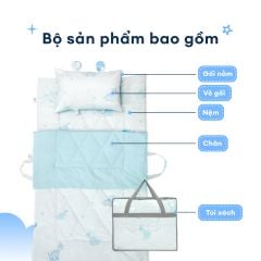 N190084 - Bộ 5 món gấp gọn tiện lợi cho bé đi học Cotton sateen cao cấp