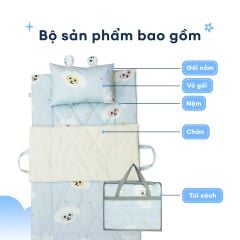 N190082 - Bộ 5 món gấp gọn tiện lợi cho bé đi học Cotton sateen cao cấp