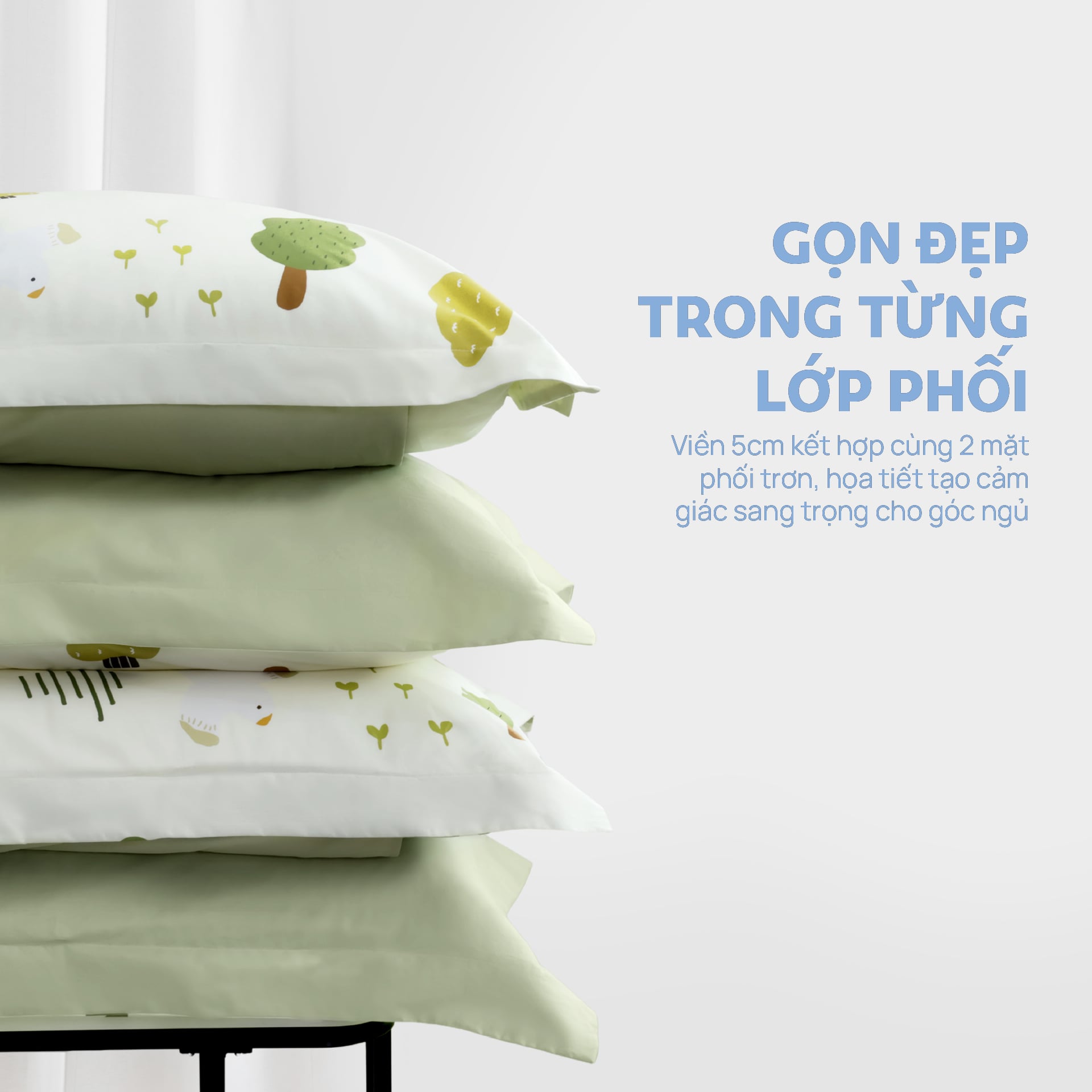 N190080 - Bộ chăn ga gối 100% cotton sateen NIN Collins N190080
