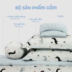 N190085 - Bộ chăn ga gối 100% cotton sateen NIN Collins N190085