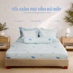 N190084 - Bộ chăn ga gối 100% cotton sateen NIN Collins N190084