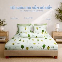 N190080 - Bộ chăn ga gối 100% cotton sateen NIN Collins N190080