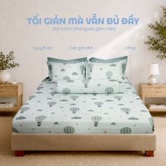 N190083 - Bộ chăn ga gối 100% cotton sateen NIN Collins N190083