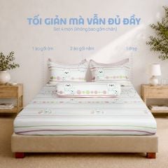 N190081 - Bộ chăn ga gối 100% cotton sateen NIN Collins N190081