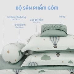 N190083 - Bộ chăn ga gối 100% cotton sateen NIN Collins N190083