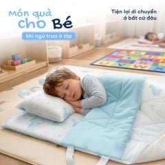 N190084 - Bộ 5 món gấp gọn tiện lợi cho bé đi học Cotton sateen cao cấp