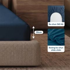 Bộ chăn ga gối Tencel NIN Florence Deep Blue