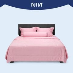 C190711 - Bộ chăn ga gối Microfiber NIN CLASSIC màu Hồng Pastel