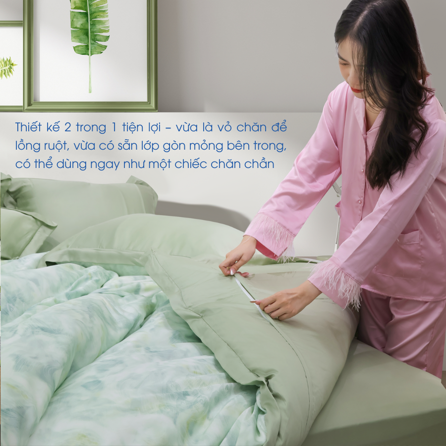 NP8914 - Bộ chăn ga gối Tencel NIN Pristine NP8914